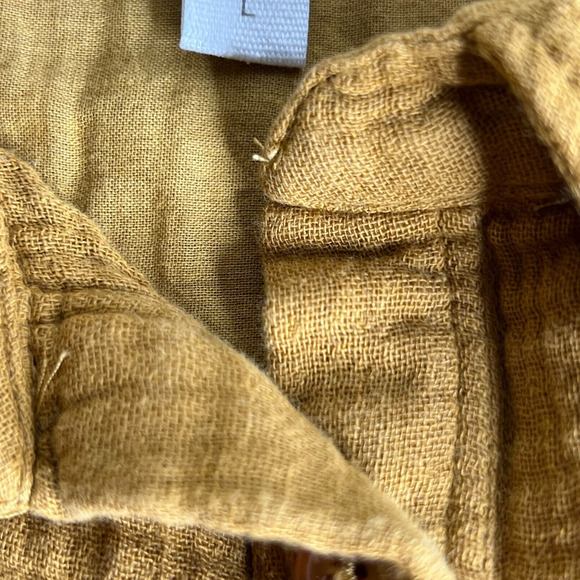Garnet Hill Eden Organic Cotton‎ Shirtdress Size L Brown Lagenlook Gauzy - Picture 9 of 13